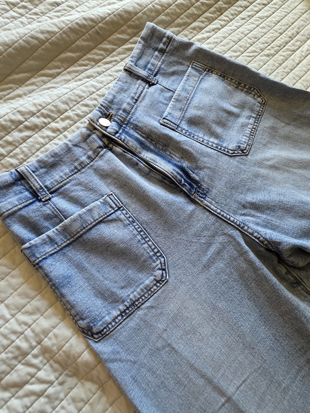LC Lauren Conrad High-Rise Front Pocket Wide Leg Light Blue Jeans